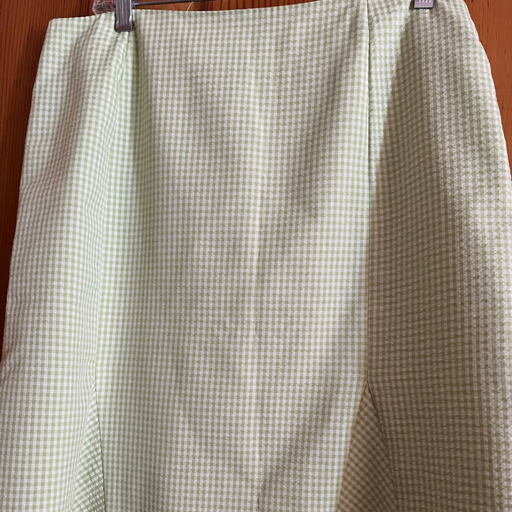 Gingham Seersucker  Checkered Skirt in Lime Green